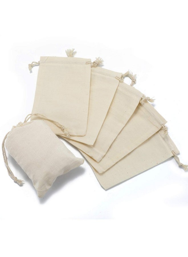 DRQ Muslin Bags Drawstring Cotton Bags Organic Cotton Fabric Bags 50 Pcs 4 By 6 Inch Natural Cloth Bags Sachet Bags With Drawstring For Party Wedding Home Storage And Diy Craft  - Image 2