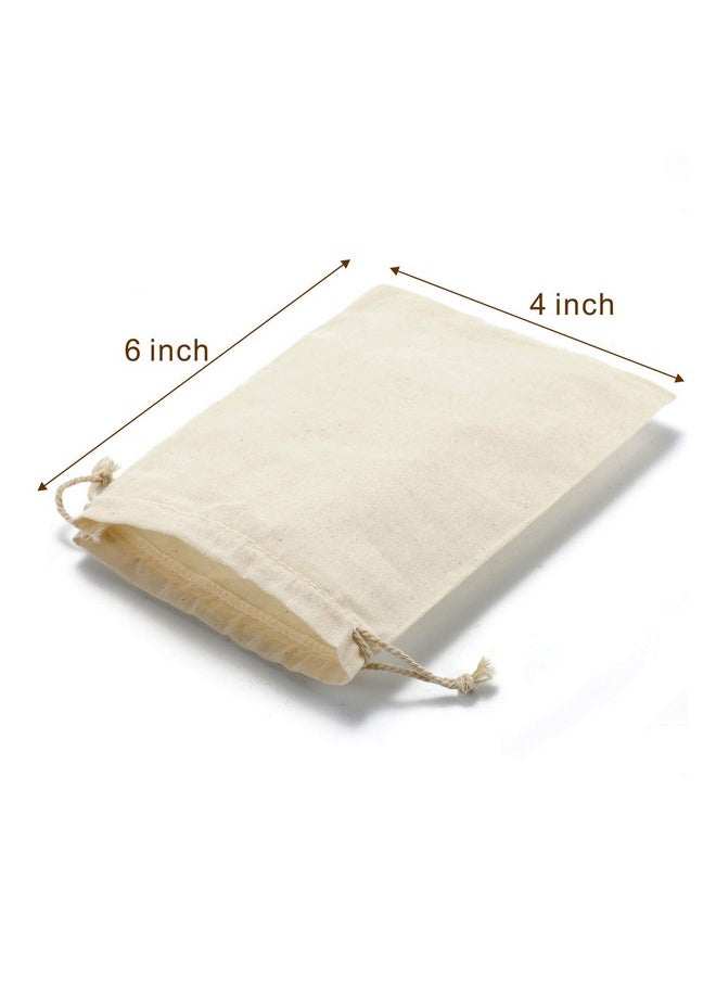 DRQ Muslin Bags Drawstring Cotton Bags Organic Cotton Fabric Bags 50 Pcs 4 By 6 Inch Natural Cloth Bags Sachet Bags With Drawstring For Party Wedding Home Storage And Diy Craft  - Image 3