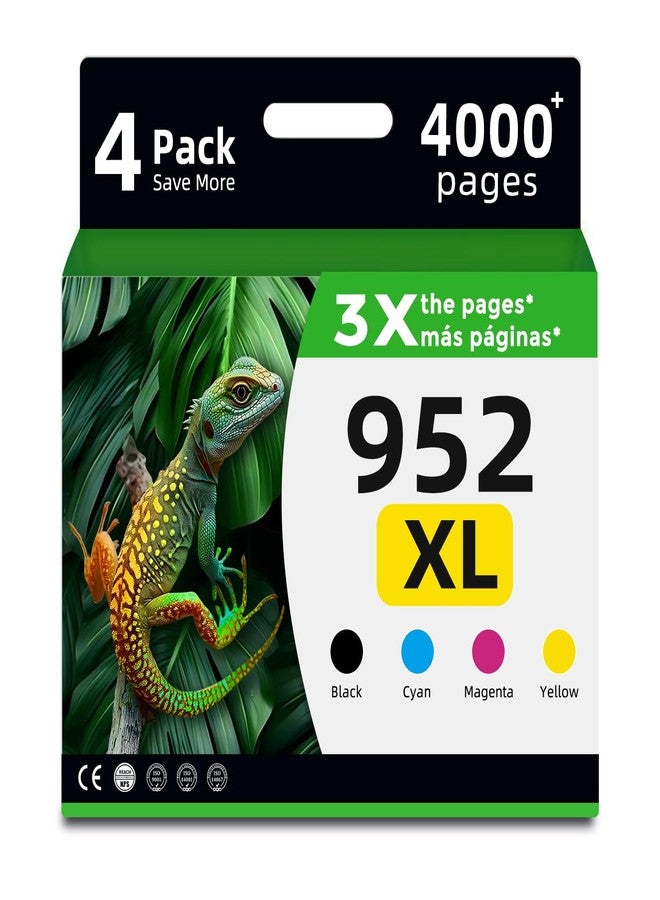 Ankink خراطيش حبر 952xl، أسود ثلاثي الألوان، عبوة من 4 خراطيش، بديل متوافق مع طابعات HP 952 XL، تعمل مع طابعات Officejet Pro 8710 و7740 و8720 و8702 و8210 و7720 و8715 و8730 و8740 و8216 و8725 و8700 و8200 و7730 - Image 1