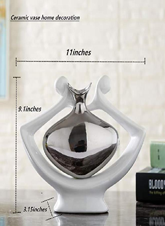 Anding Anding Ceramic Vase Statue Silver Vase White Vase Home Decoration Pottery Decorative Sculpture (Silver vase-99691) - Image 2