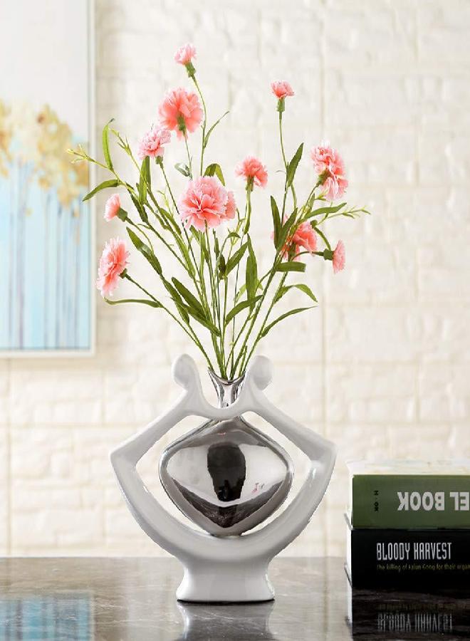 Anding Anding Ceramic Vase Statue Silver Vase White Vase Home Decoration Pottery Decorative Sculpture (Silver vase-99691) - Image 4