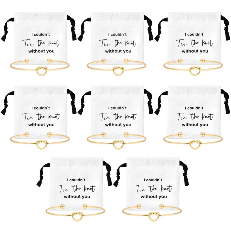 CEELGON 16 Pcs Jewelry Pouch Set of 8 Linen Cotton Small Drawstring Bags Bridesmaid Knot Bracelet Jewelry Packaging Proposal Gift Bridal Party Favors Gold