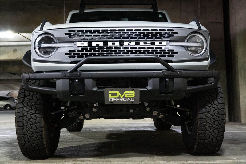 DV8 Offroad License Plate Relocation Bracket for 2021-2024 Ford Bronco | OEM Steel Front Bumper | Lower Center Mount | Keeps Grille Open | Quick & Easy Installation - Image 2