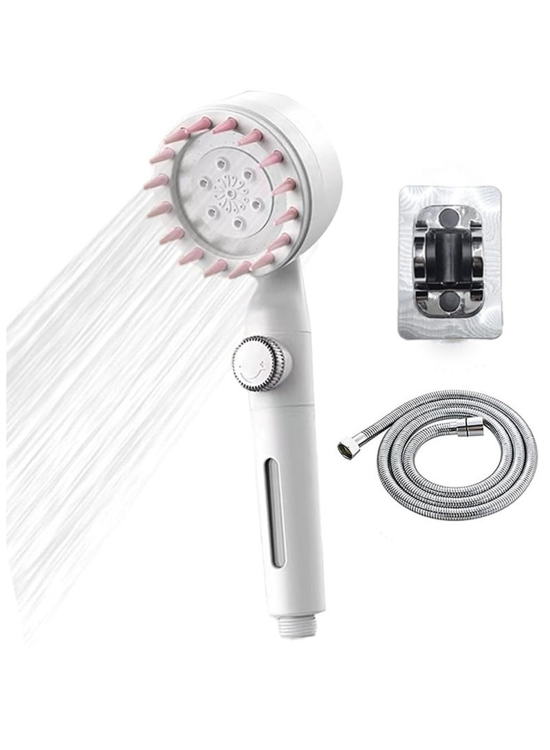Zikra Shower Head High Pressure with Hose Set 1.5m Universal Showerhead Filter Massage Heads Spray 3 Modes Water and Stop on Perfect for Adults Children Pet White - Image 1