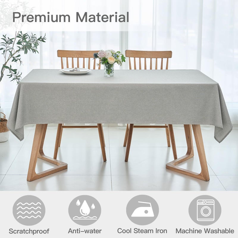 maxmill Square Linen Textured Tablecloth Waterproof Spillproof Wrinkle Free Slubby Textured Table Cloth for Dinner and Party Washable Wipeable Fabric Table Cover Decoration, 60 x 60 Inch, Light Grey - Image 3