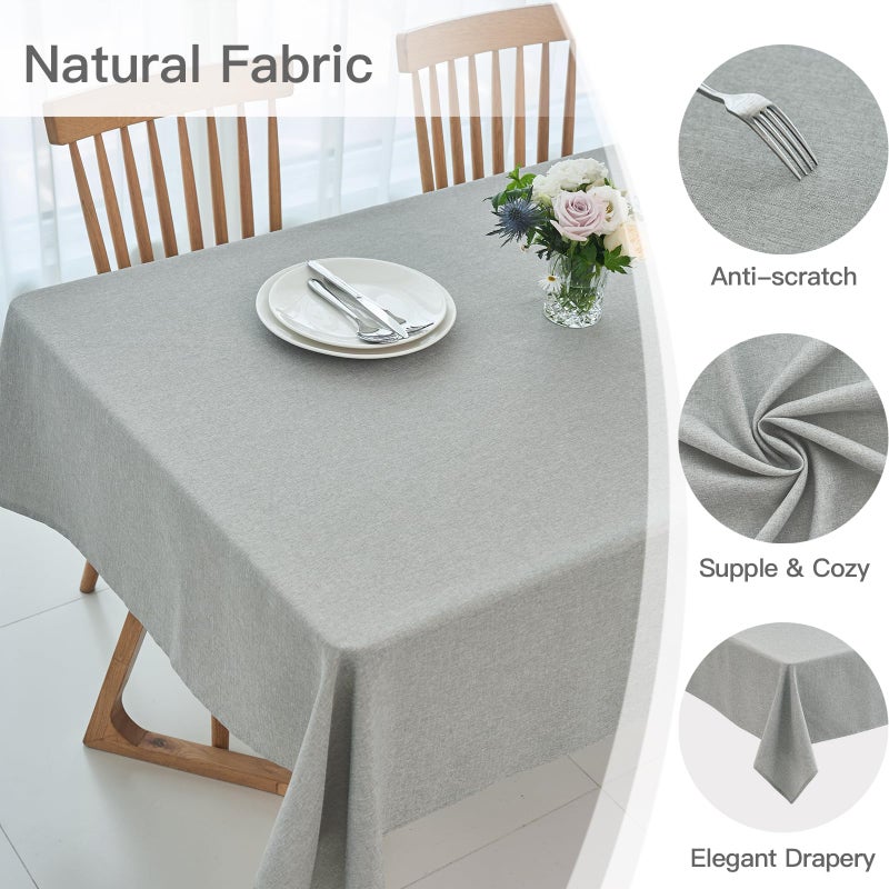 maxmill Square Linen Textured Tablecloth Waterproof Spillproof Wrinkle Free Slubby Textured Table Cloth for Dinner and Party Washable Wipeable Fabric Table Cover Decoration, 60 x 60 Inch, Light Grey - Image 4