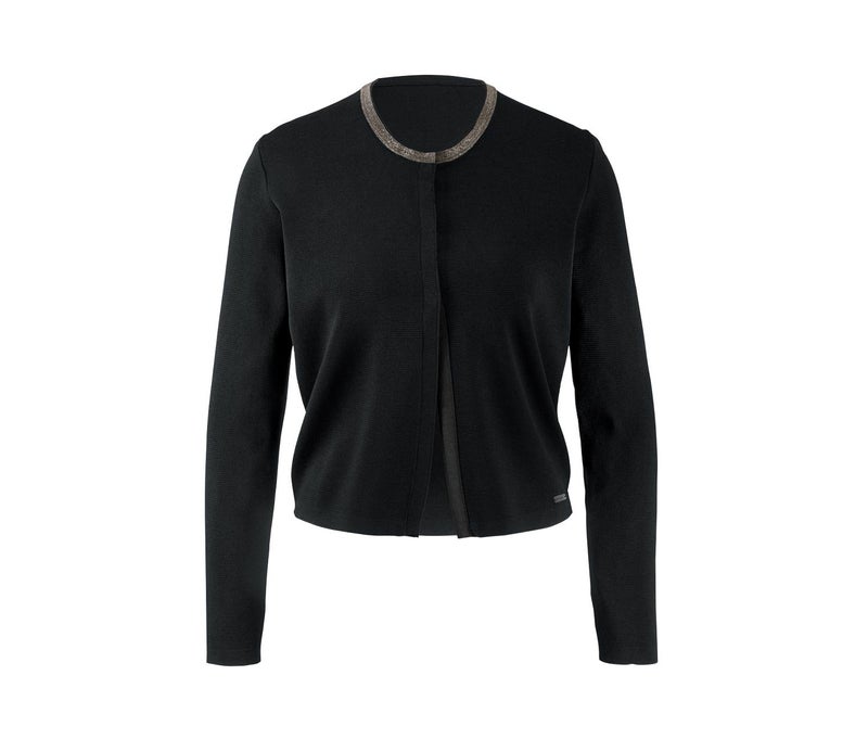 Tchibo Women Split Neck Plain Cardigan, Black  - Image 2