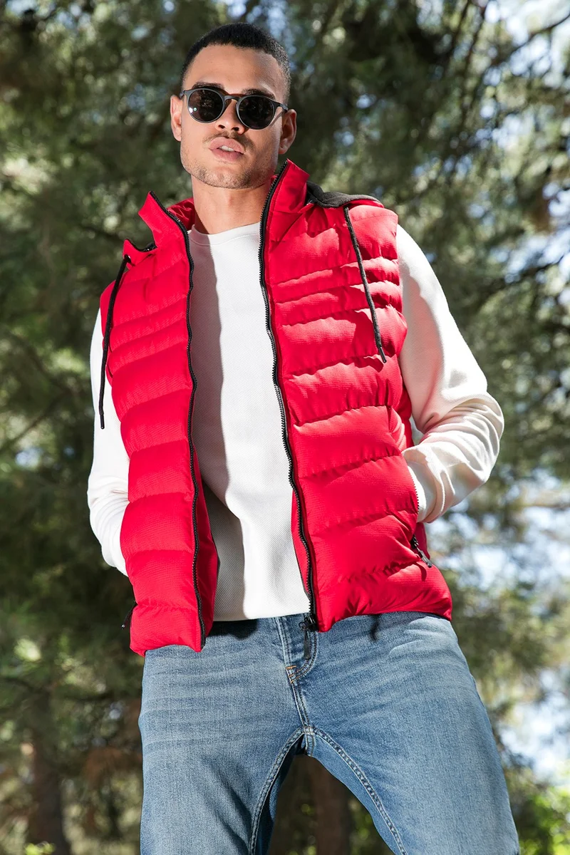 بوراتي Removable Hooded Water and Wind Resistant Slim Fit Inflatable Vest Men's Vest 649006