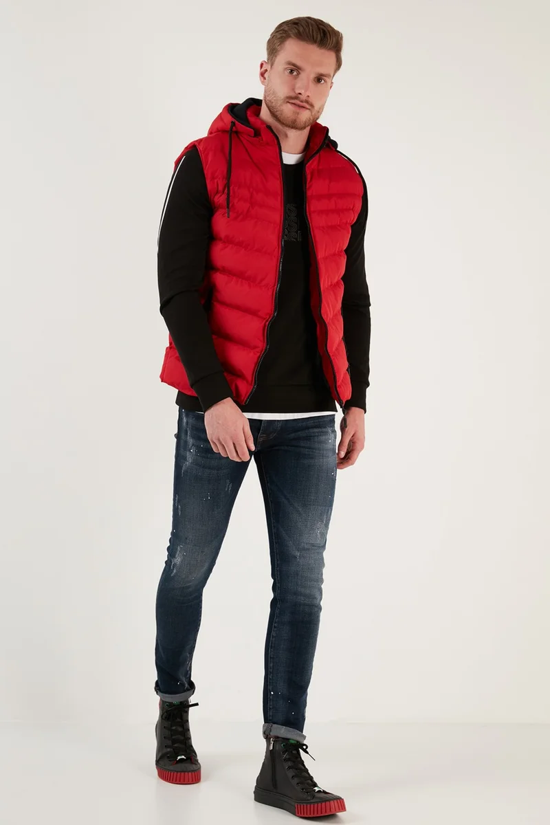 بوراتي Removable Hooded Water and Wind Resistant Slim Fit Inflatable Vest Men's Vest 649006