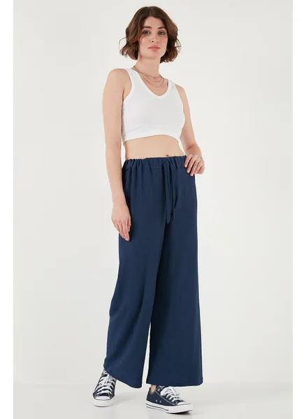 ليلا Waist-Tie Relaxed Cut Crinkle Fabric Trousers Women's Trousers 5869016