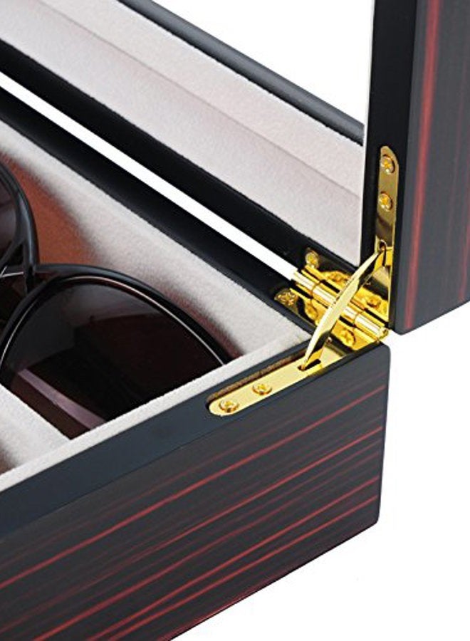 TimelyBuys 6 Piece Watch Case and 3 Piece Eyegl Storage Ebony Wood Combo Jewelry Box Sunglass Gl Display Organizer with Glass Top Father's Day - Image 5
