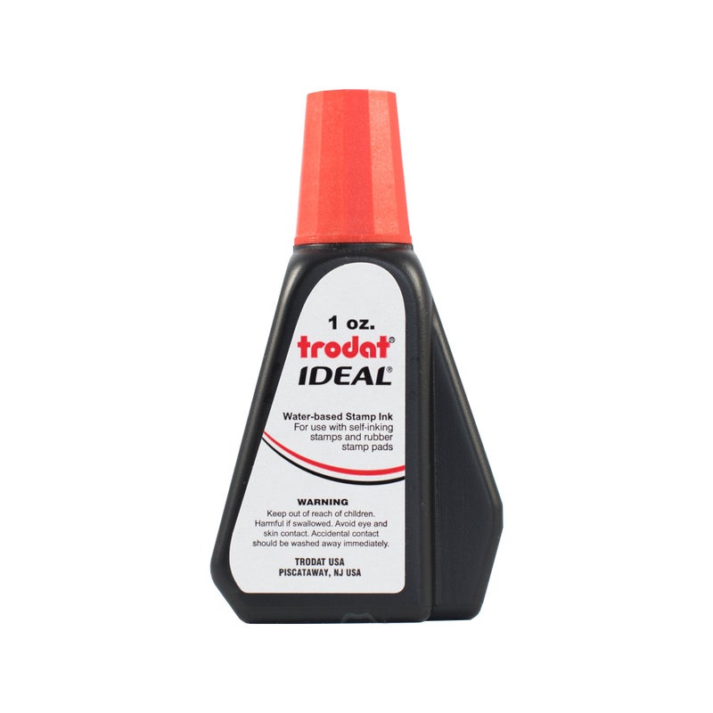 Trodat 45174 Ideal Premium Replacement Ink for Use with Most Self Inking and Rubber Stamp Pads  1oz.  Red