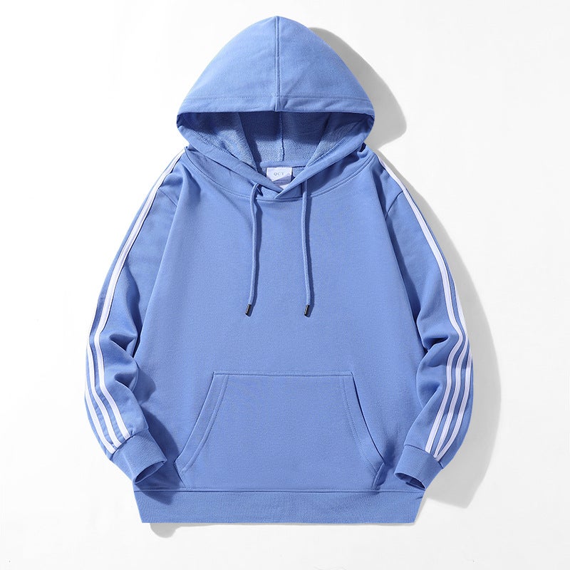 2024 spring new mens sweater pullover three bars hoodie youth autumn clothes coat mens top Blue - Image 1