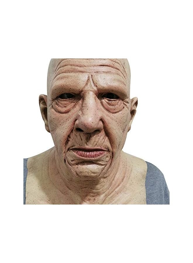 Old Man Mask Realistic Bald Man Mask Wrinkle Full Head Mask Halloween Costume Props - Image 4