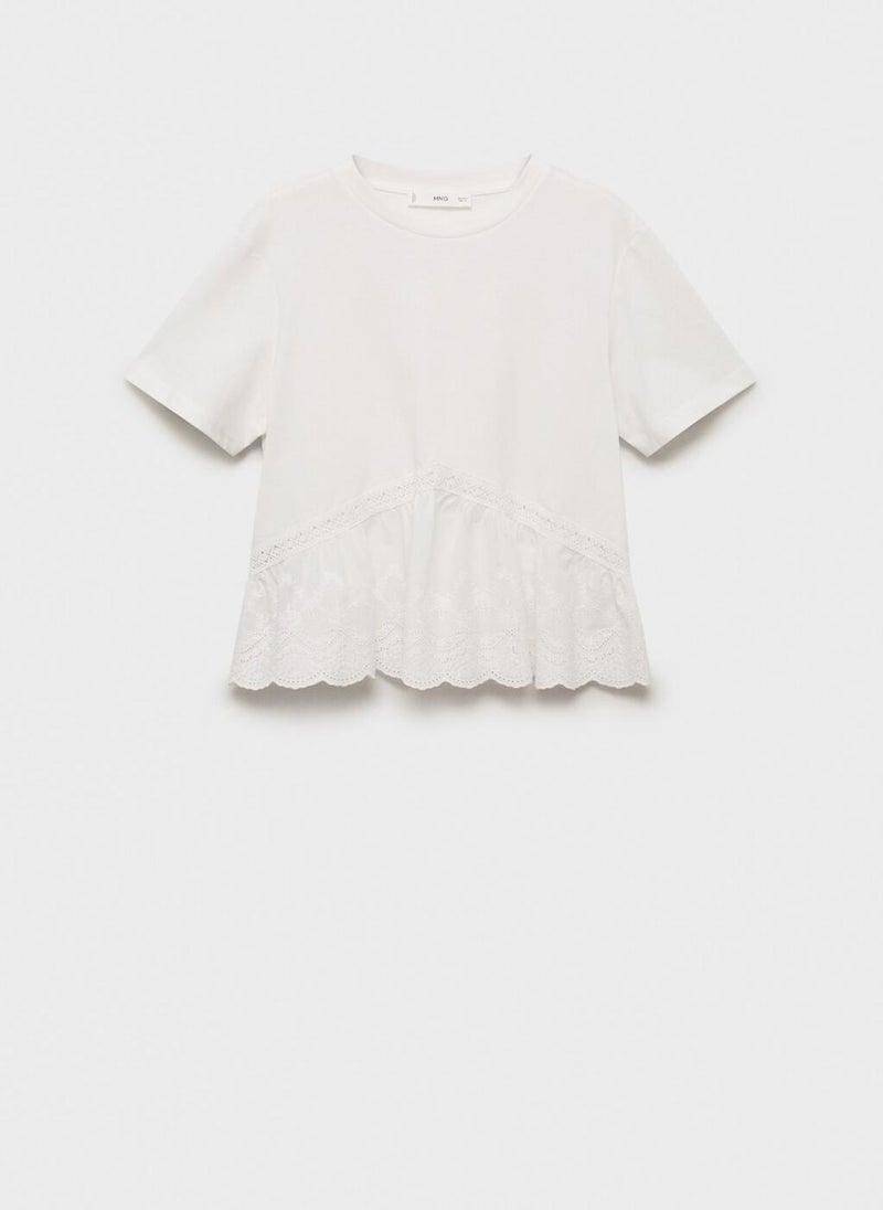 MANGO Embroidered ruffle t-shirt - Image 5