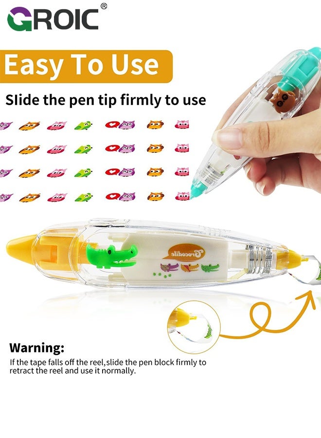 GROIC Scrapbook Double-Sided Tape Roller 3-Pack, Decorative Tape - Cute Crocodile, Red Heart & Owl Patterns, Removable Adhesive for DIY Craft Scrapbook - Image 2