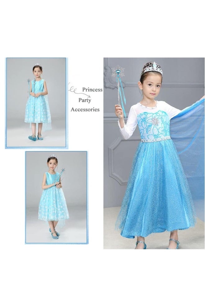 Generic Princess Dress up Party Accessories Costume Toddler  Jewelry Play for Girls Favors Gifts Set, Crown Tiara Gloves Wig Necklace Ring Bracelet Earrings and Wand  - Image 3