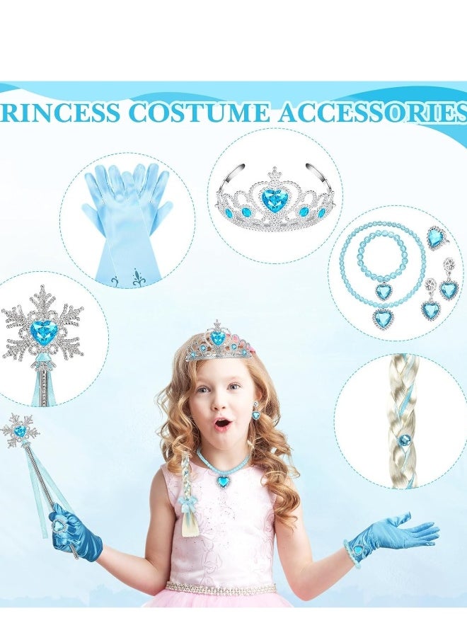 Generic Princess Dress up Party Accessories Costume Toddler  Jewelry Play for Girls Favors Gifts Set, Crown Tiara Gloves Wig Necklace Ring Bracelet Earrings and Wand  - Image 2
