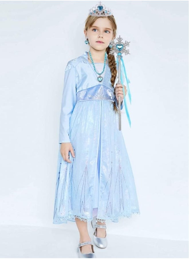 Generic Princess Dress up Party Accessories Costume Toddler  Jewelry Play for Girls Favors Gifts Set, Crown Tiara Gloves Wig Necklace Ring Bracelet Earrings and Wand  - Image 5