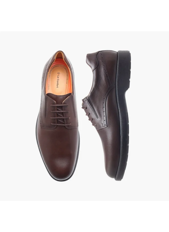 لو كونفورت Men's Solid Derby Shoes with Lace-Up Closure