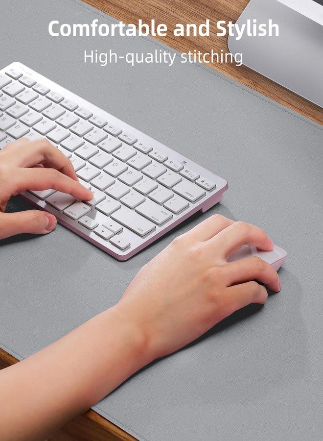 AFIING Non-Slip Desk Pad,Mouse Pad,Waterproof PVC Leather Desk Table Protector,Non-Slip PU Leather Desk Blotter, Easy Clean Laptop Desk Writing Mat for Office Work/Home/Decor(Light Grey, 24" x 13.7") - Image 3