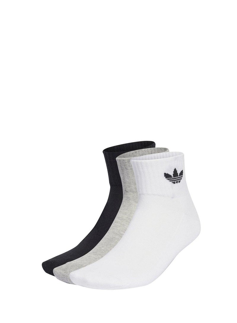 اديداس اوريجينالز أديداس جوارب 1/4 3 قطع أبيض كاجوال للرجال والنساء مقاس 11-12.5 - Image 1