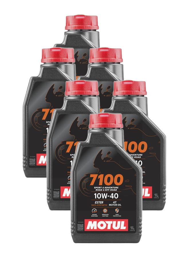 موتول زيت دراجات نارية صناعي بالكامل ‎7100 10W-40 4T‎ سعة 1 لتر – مستورد من أوروبا (عبوة من 6 قطع) - Image 1