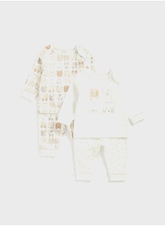 mothercare Infant 2 Pack Bear & Fox Print Sweatshirt & Sweatpants Set  - Image 1