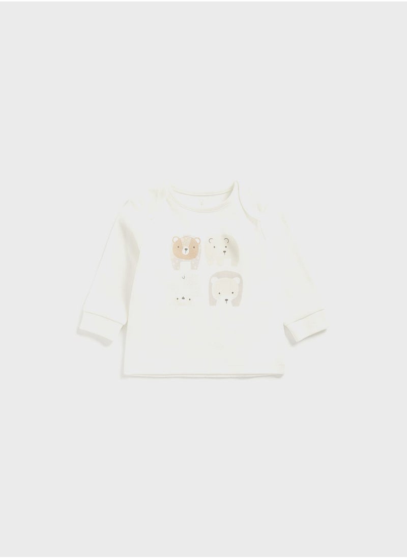 mothercare Infant 2 Pack Bear & Fox Print Sweatshirt & Sweatpants Set  - Image 3