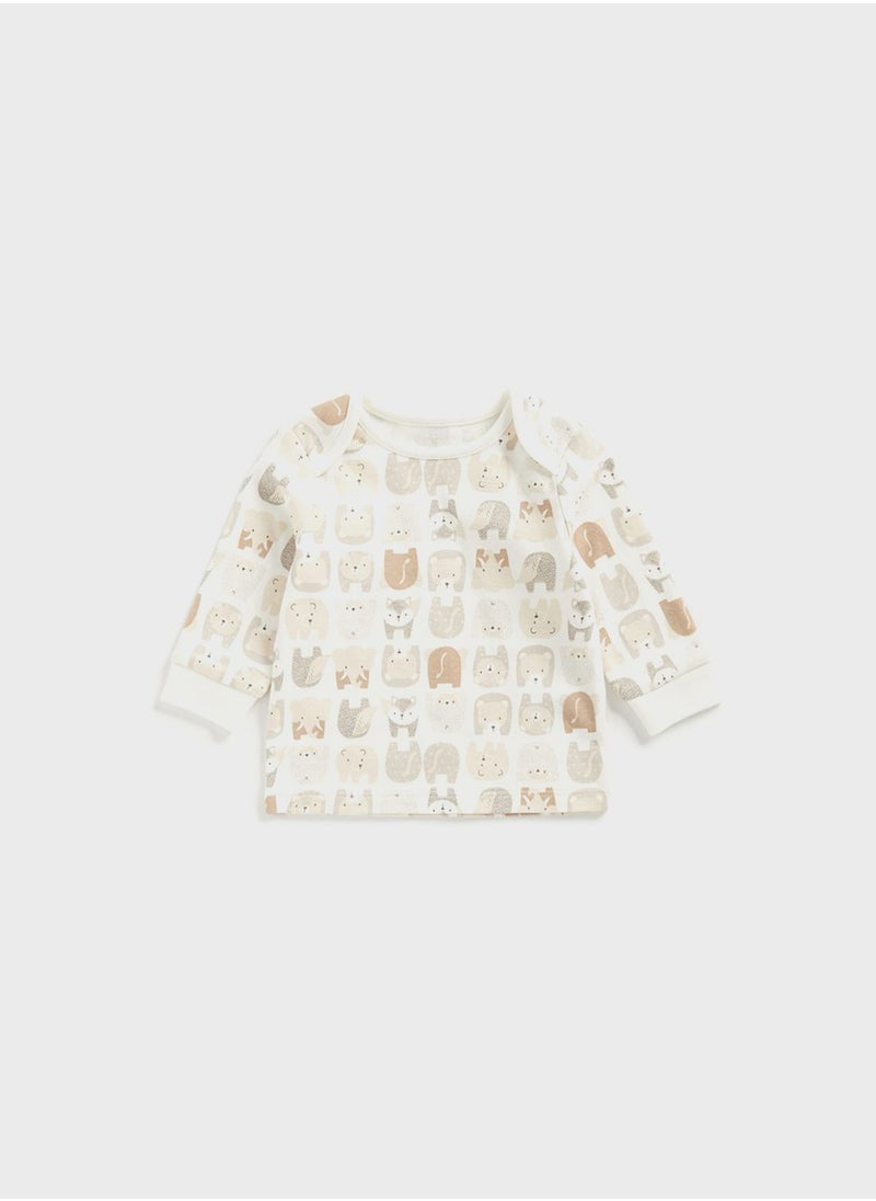 mothercare Infant 2 Pack Bear & Fox Print Sweatshirt & Sweatpants Set  - Image 4