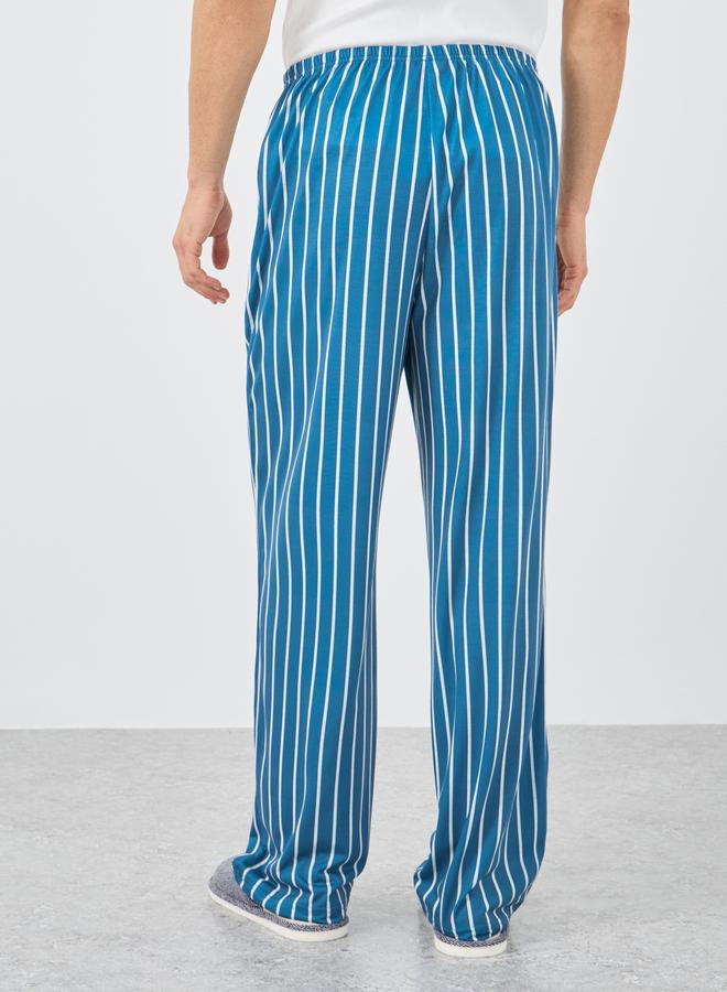 Styli Blue Striped Pyjama with Elastic Waist - Image 4