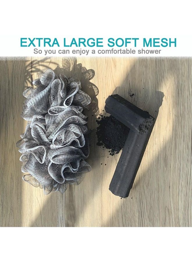 Mr.Cui'shop Bamboo Charcoal Fiber Exfoliating Loofah luffa loofa Bath Back Brush On a Stick - Long Handle With Radian is Ergonomic For Men and Women - Shower Sponge Body Back Scrubber - Image 2