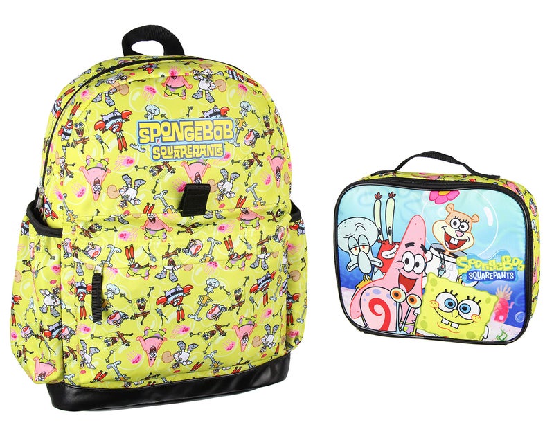 INTIMO Nickelodeon SpongeBob SquarePants Characters Patrick Star Sandy Cheeks Mr Krabs Squidward 2 Pc Lunch Box Backpack Bag Set 16 - Image 2