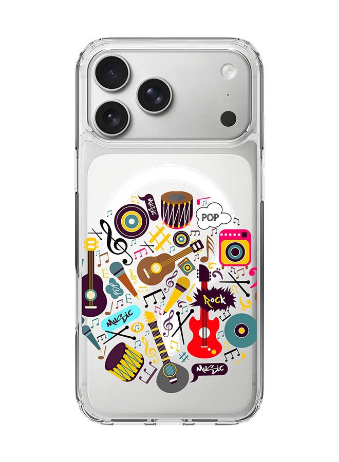 Classic Clear MagSafe Case for iPhone 17 Pro Max , Hybrid Soft Case Flexible Edges Anti Drop TPU PC Gel Thin Transparent Cover [ Designed for iPhone 17 Pro Max ] - Muscial Instruments