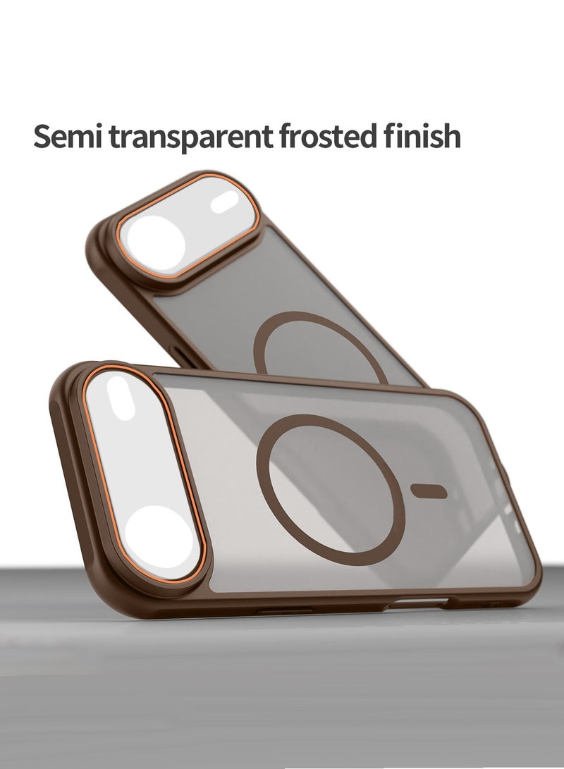 دبليو تيك غطاء خلفي هجيني غير شفاف لجهاز آبل آيفون Air 5G 2025، مقاوم للصدمات، من مادة PC الصلبة، مع جذب مغناطيسي قوي (MCMPMN) - بني - Image 4