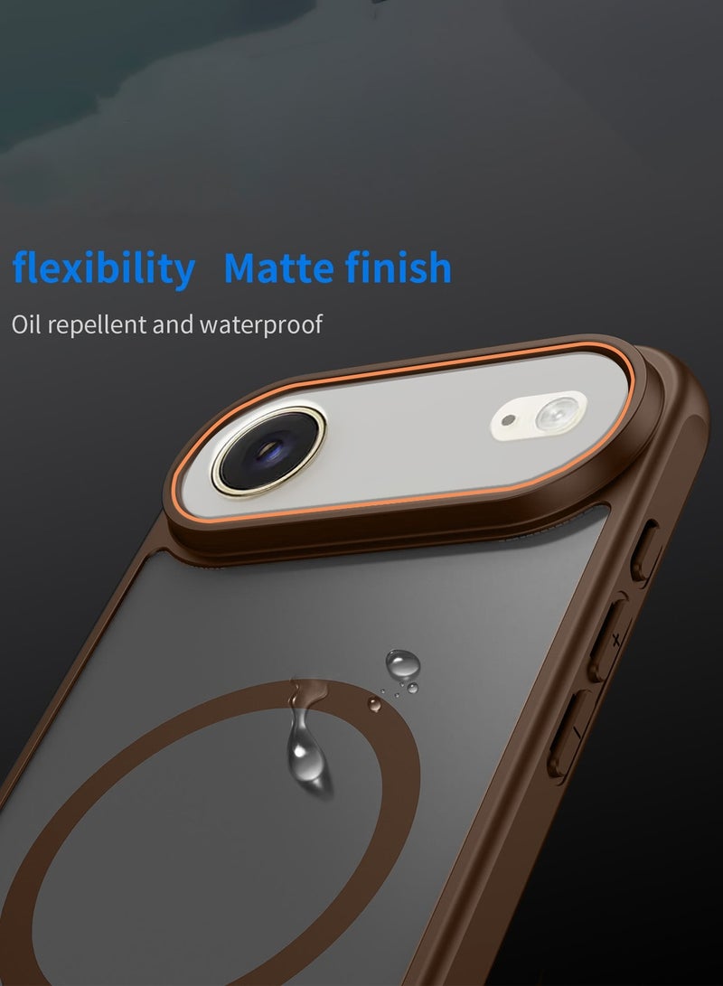 دبليو تيك غطاء خلفي هجيني غير شفاف لجهاز آبل آيفون Air 5G 2025، مقاوم للصدمات، من مادة PC الصلبة، مع جذب مغناطيسي قوي (MCMPMN) - بني - Image 3