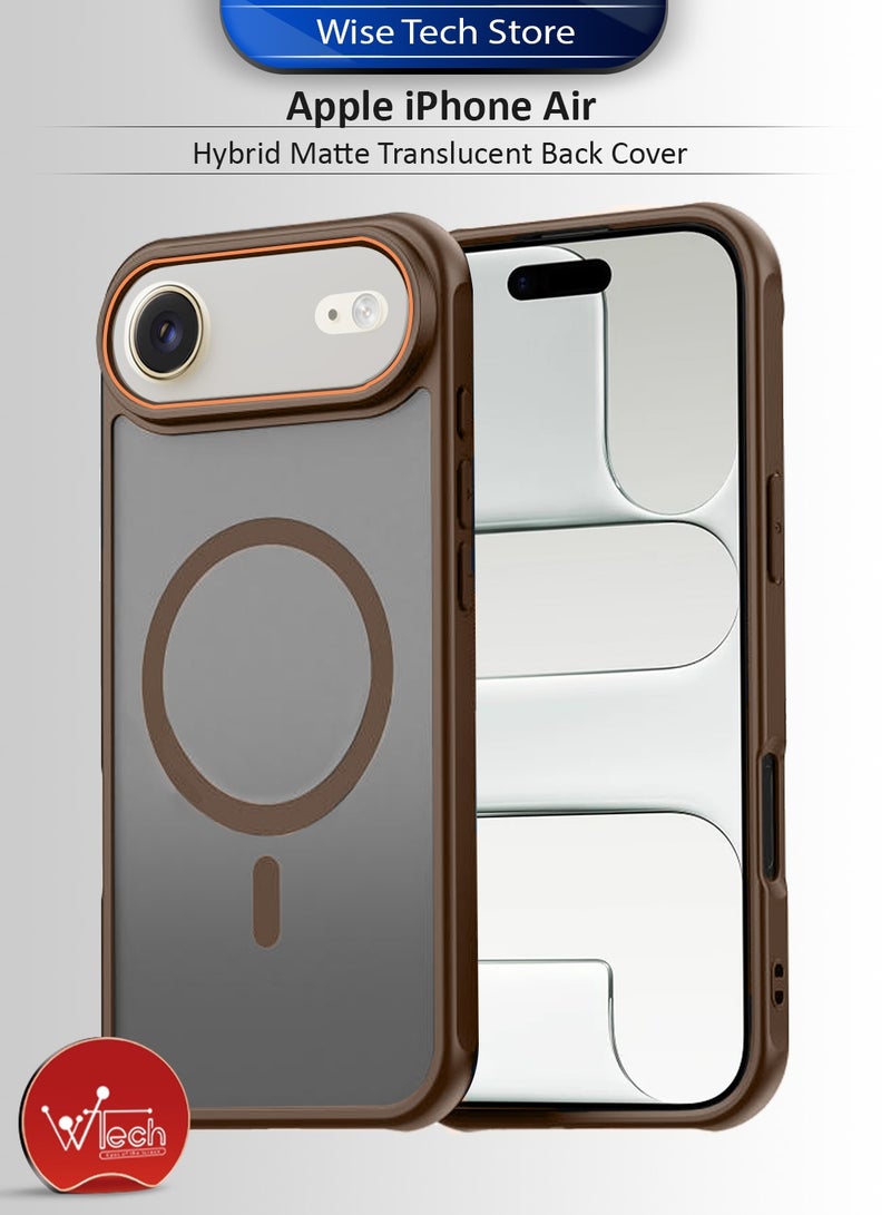 دبليو تيك غطاء خلفي هجيني غير شفاف لجهاز آبل آيفون Air 5G 2025، مقاوم للصدمات، من مادة PC الصلبة، مع جذب مغناطيسي قوي (MCMPMN) - بني - Image 1