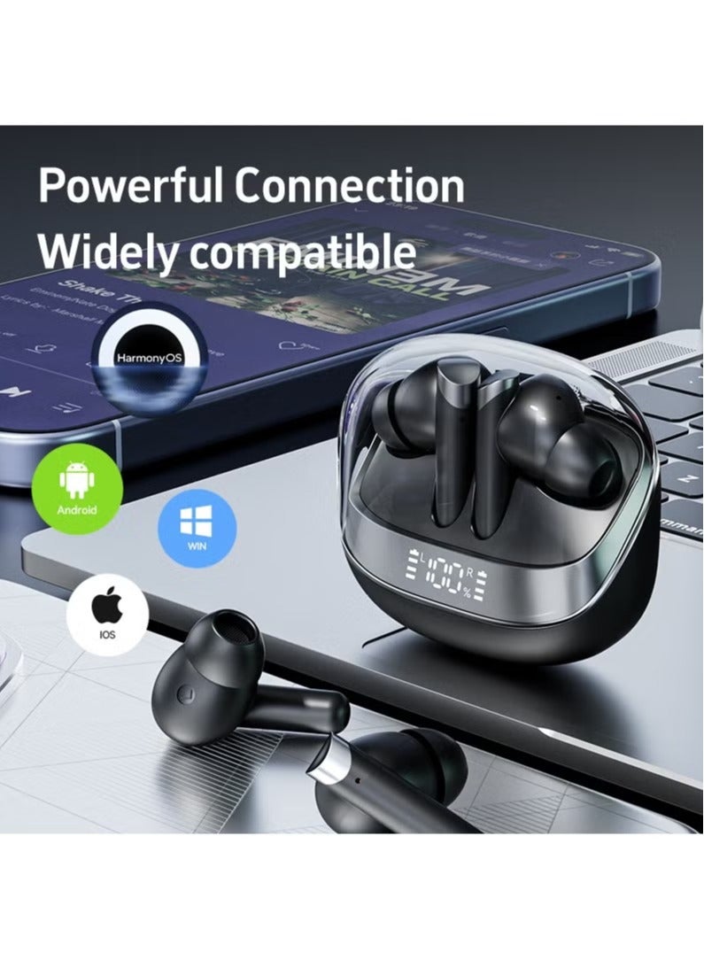 Wireless Earbuds, In-Ear Bluetooth Headphones, 40 Hours Playtime, Deep Bass, Power Display, Mics for ENC Clear Call, Bluetooth Earbuds Touch Control, IPX6 Waterproof, Light-Weight Earphones Black - Image 2