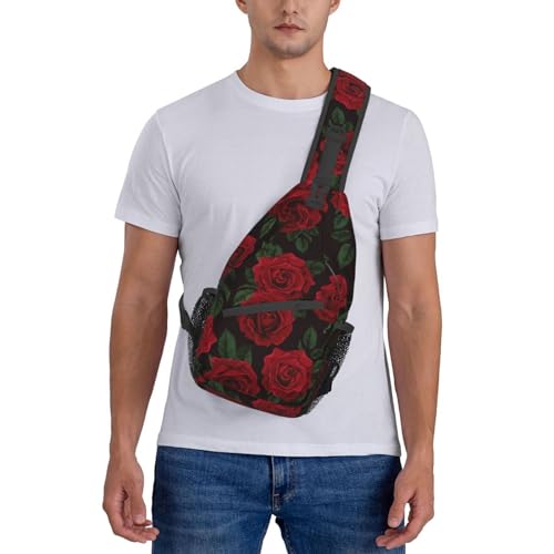 Betyiwling Red Rose Sling Backpack Unisex Crossbody Chest Bag Shoulder Chest Bag For Women Men Hiking Travel - Image 2