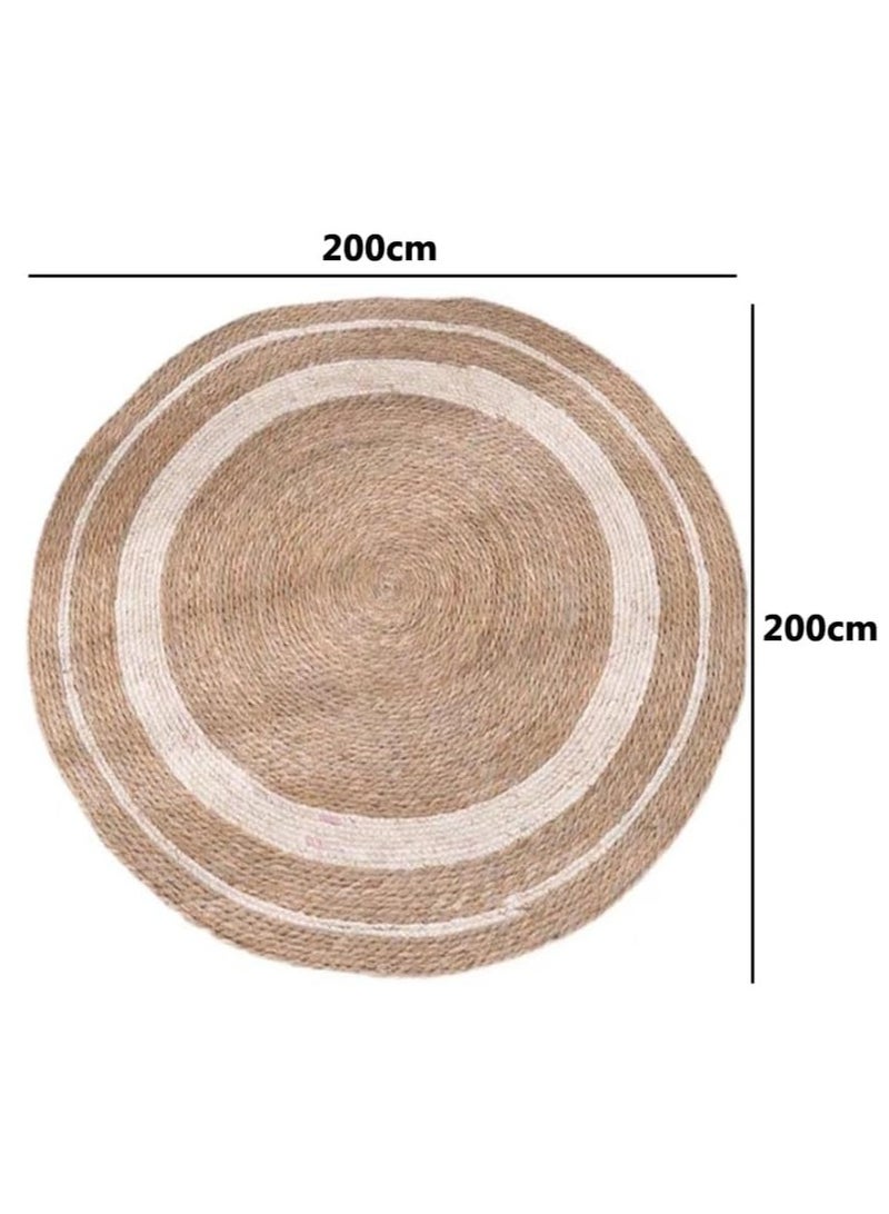 لينجوي سجادة منطقة الجوت المستديرة المنسوجة يدويًا مع خط سجادة مضفرة طبيعية للمزرعة للاستخدام الداخلي والخارجي سجادة أرضية مزخرفة مصنوعة يدويًا سجادة دخول بوهو متينة - Image 2