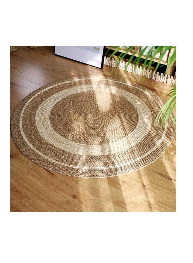 لينجوي سجادة منطقة الجوت المستديرة المنسوجة يدويًا مع خط سجادة مضفرة طبيعية للمزرعة للاستخدام الداخلي والخارجي سجادة أرضية مزخرفة مصنوعة يدويًا سجادة دخول بوهو متينة - Image 5