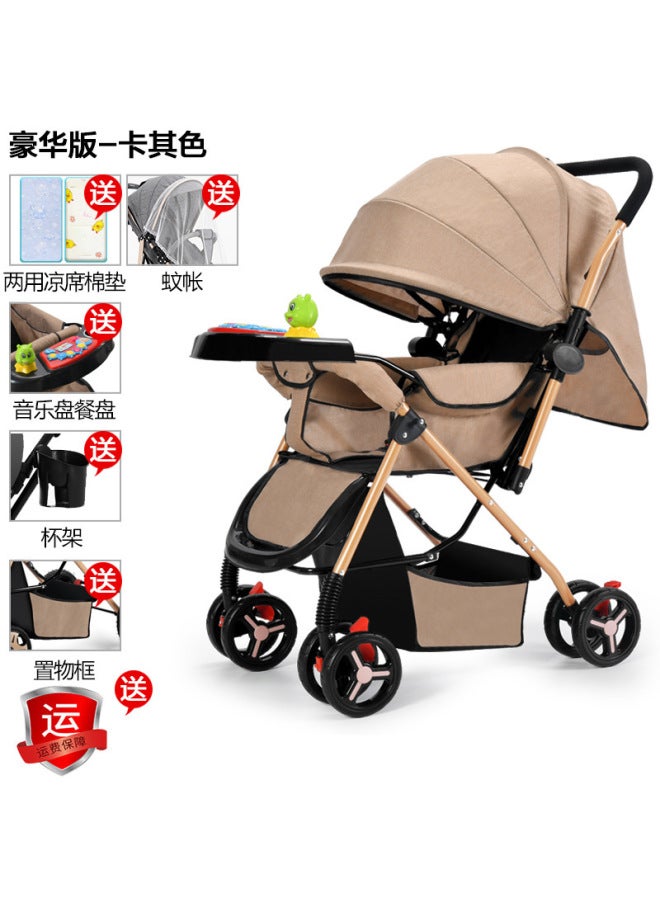 عربة أطفال ثنائية الاتجاه قابلة للجلوس والاستلقاء، عربة خفيفة قابلة للطي، عربة أطفال عالية الرؤية من عمر 0-3 سنوات، جيل جديد من عربات الأطفال