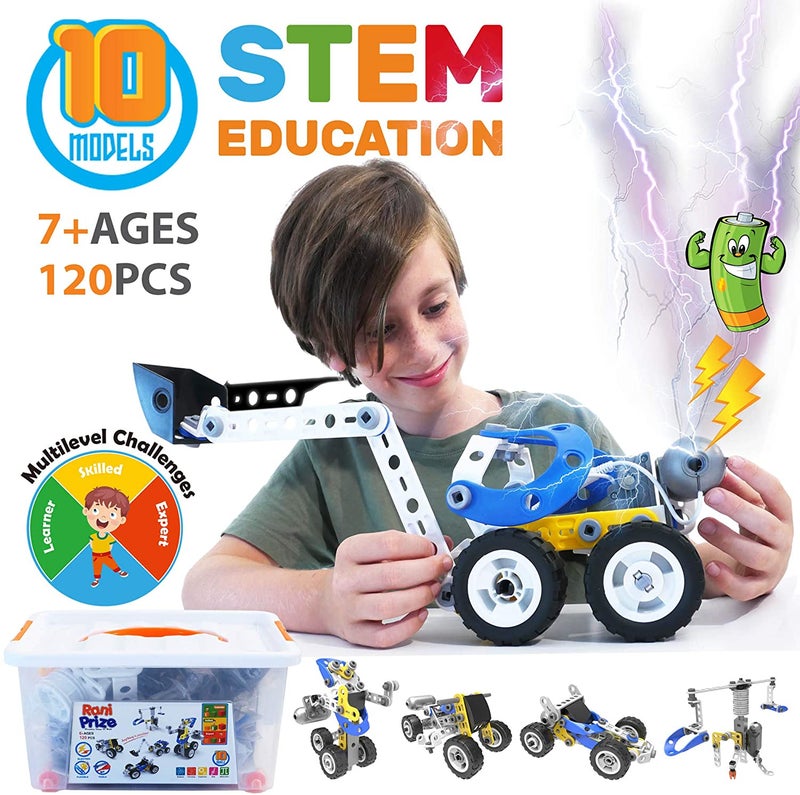 ألعاب STEM محركة لأولاد و بنات من 7 إلى 10 سنوات، ألعاب كتل بناء 5 في 1 تحديات متعددة المستويات للأطفال، ألعاب تعليمية لبناء المعرفة، ألغاز ثلاثية الأبعاد، هدية عيد الميلاد والكريسماس المثالية - Image 2