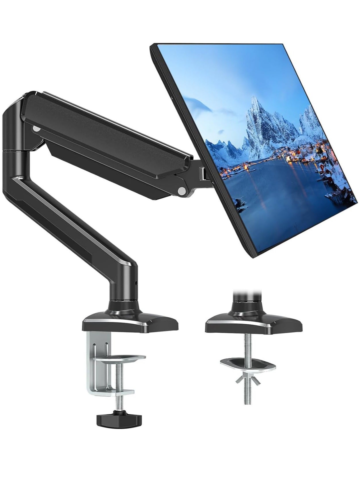 Monitor Desk Mount Single Arm Stand Full Motion Monitor Arm (Holds up to 2-10 KG) with Gas Spring for 13 to 32 Inch LCD LED Computer Monitor