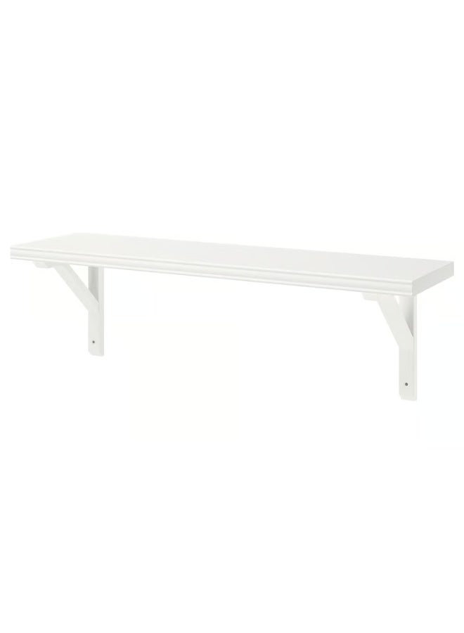 IKEA (IKEA) رف حائط أبيض/خشب أسبن مصبوغ باللون الأبيض 80×20 سم - Image 1