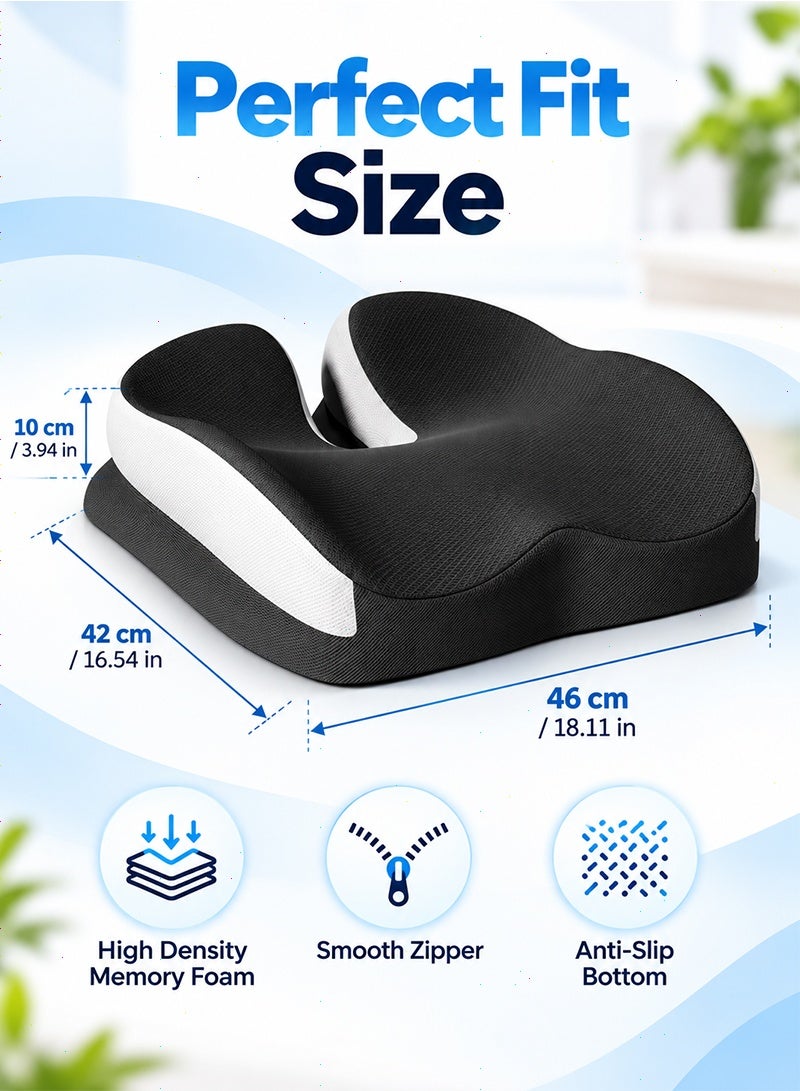 Topyich Ergonomic Memory Foam Seat Cushion, U-Shaped Coccyx Pillow for Tailbone Pain Relief, Non-Slip Chair Cushion for Office, Car, Home & Wheelchair - Image 2