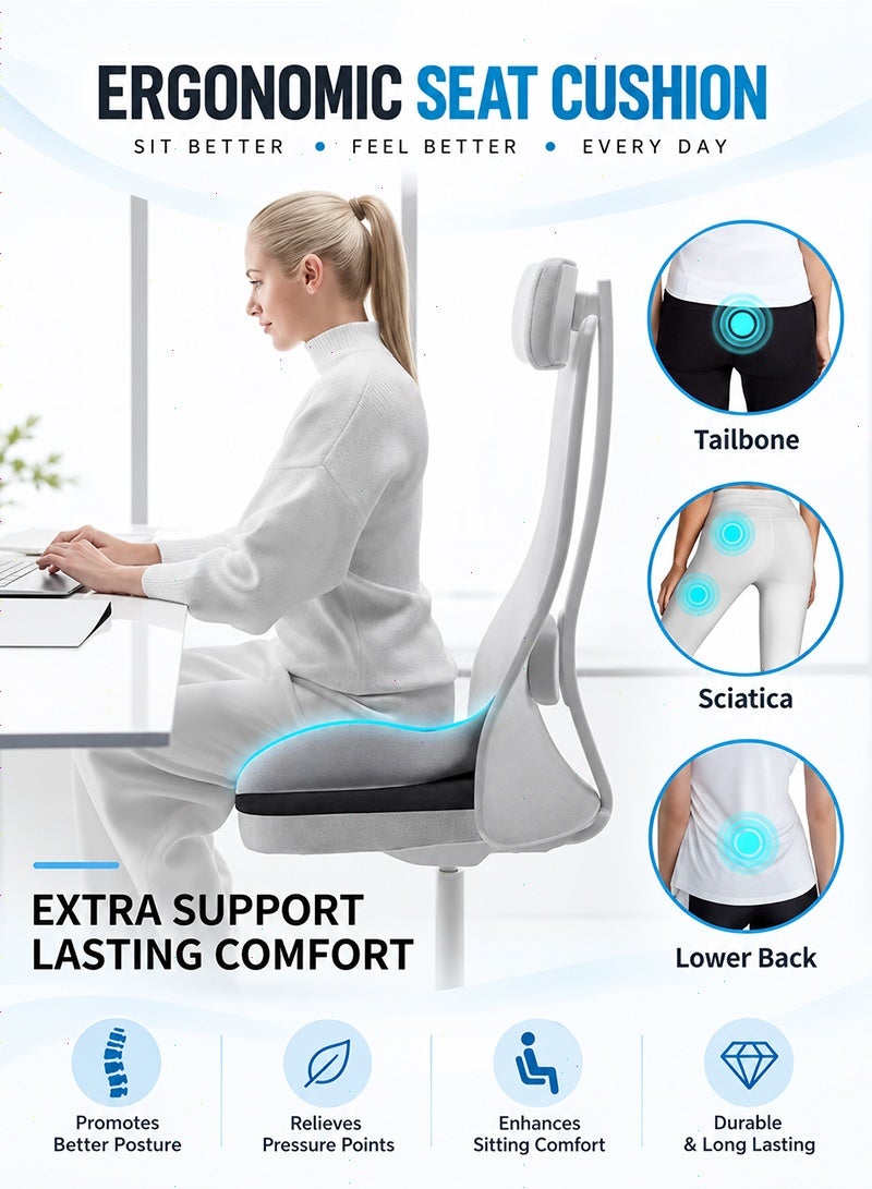 Topyich Ergonomic Memory Foam Seat Cushion, U-Shaped Coccyx Pillow for Tailbone Pain Relief, Non-Slip Chair Cushion for Office, Car, Home & Wheelchair - Image 5