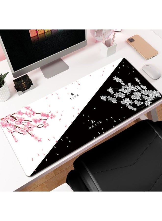 Ink Cherry Blossom Mouse Pad Large Office Desk Pad Dead Life Black And White Series Mouse Pad Rubber Non-slip-Color:300*600*2mm-Pattern:Style 23  - Image 1