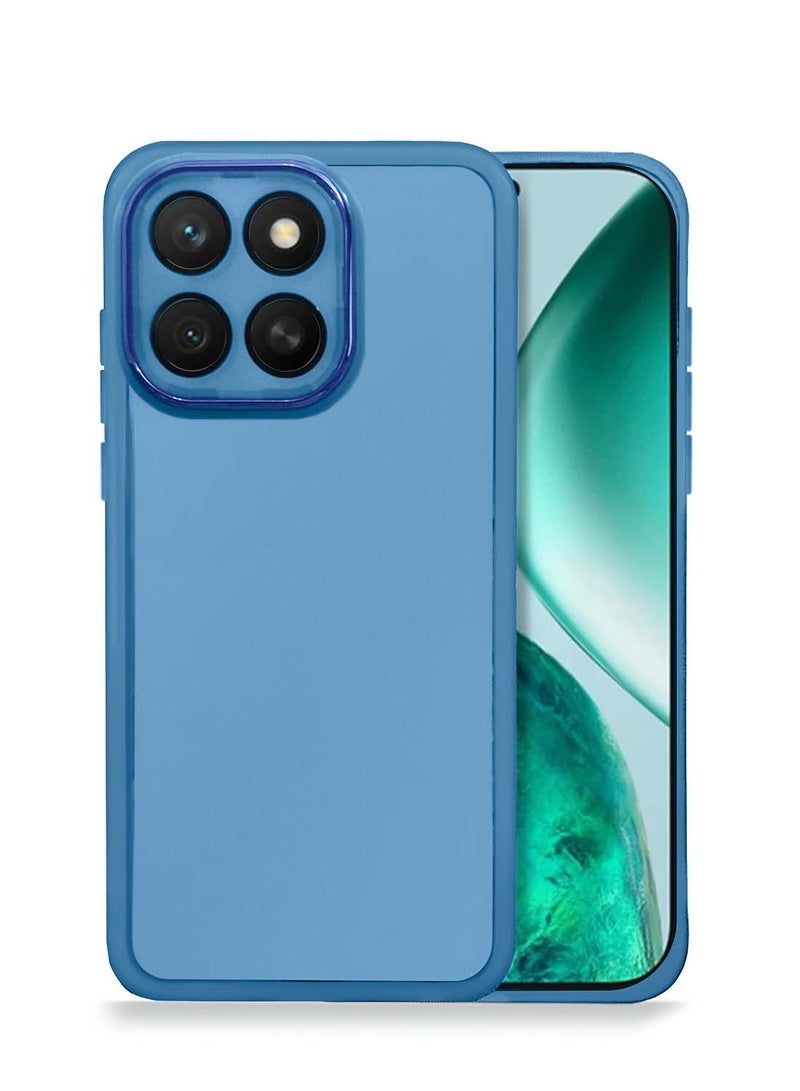 Wtech Honor X8c 4G 2025 Soft Transparent TPU Silicone Ultra Thin Phone Stylish Electroplated Camera Border Back Case Cover - Blue
