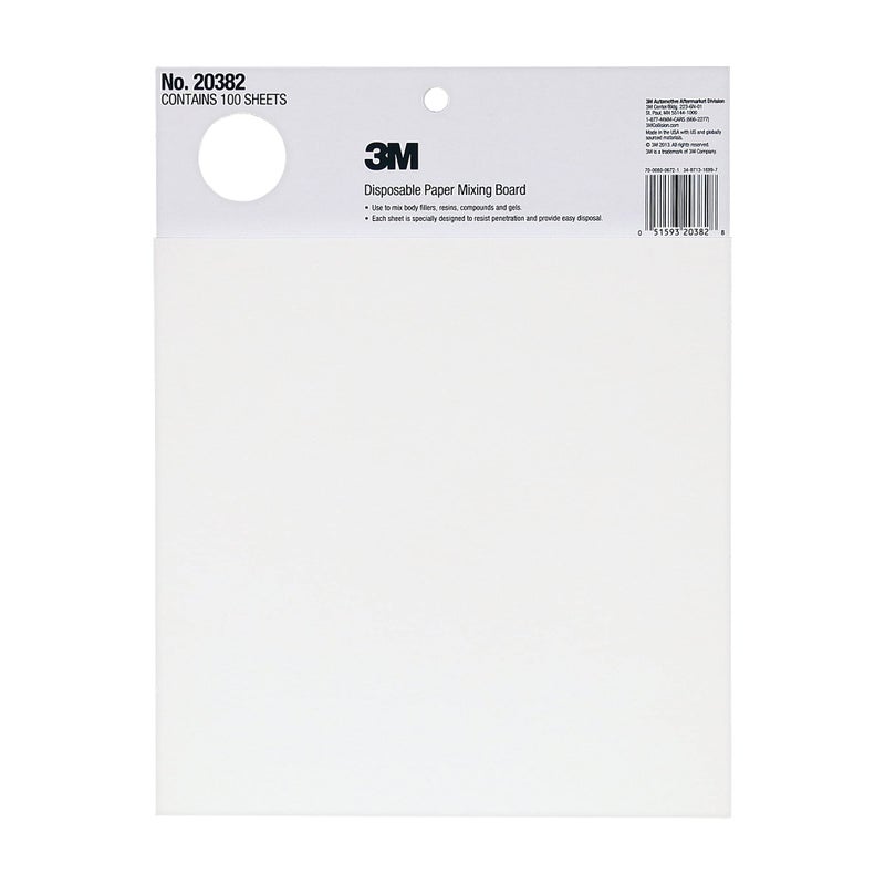 3M Disposable Paper Mixing Board 20382, Non Porous, Solvent Resistant, Non Soak, Large Sheet, 10 in x 13 in, 100 Sheets/Board - Image 1